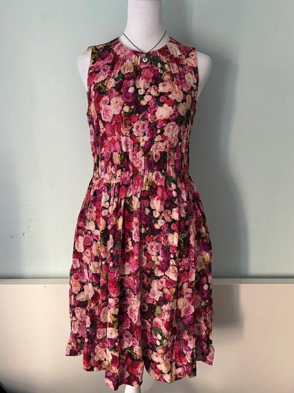 Kate Spade Rose Print A Line Dress sz 4